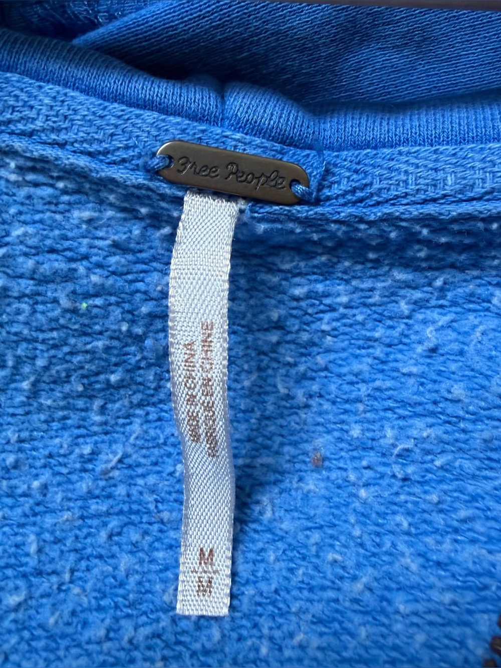 Free People Sweatshirt Hoodie Half zip Blue Split Hem Size Medium Oversized - Picture 5 of 10